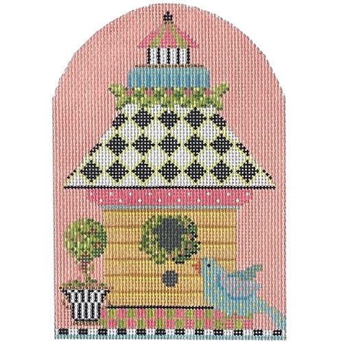 Yellow Clapboard Birdhouse Painted Canvas The Colonial Needle Company - 1