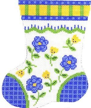 Yellow / Green Stripe Sock Painted Canvas Cooper Oaks Design - 1