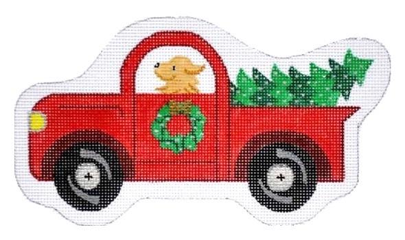 Yellow Lab in Red Truck Painted Canvas Annie Lee Designs