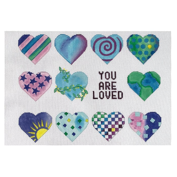 You are Loved Hearts Painted Canvas Alice Peterson Company