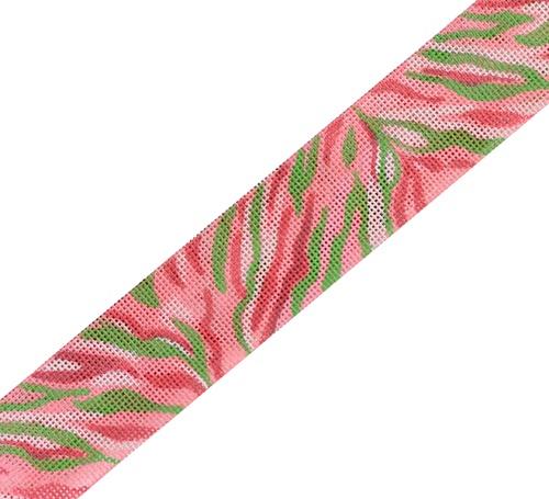 Zebra Stripes Pink and Green Belt Painted Canvas Kate Dickerson Needlepoint Collections - 1