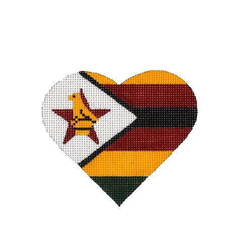 Zimbabwe Flag Heart Painted Canvas Pepperberry Designs - 1