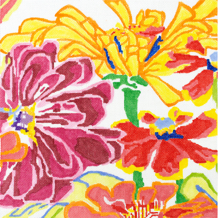 Zinnia Dazzle #2 Painted Canvas Jean Smith - 1