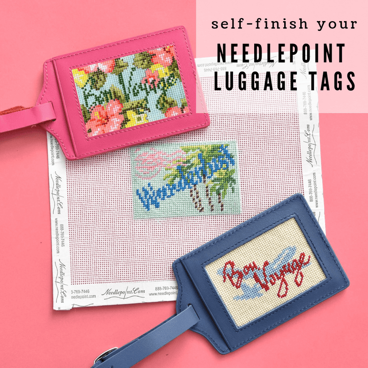 NEEDLEPOINT LUGGAGE TAG, Are We There Yet?