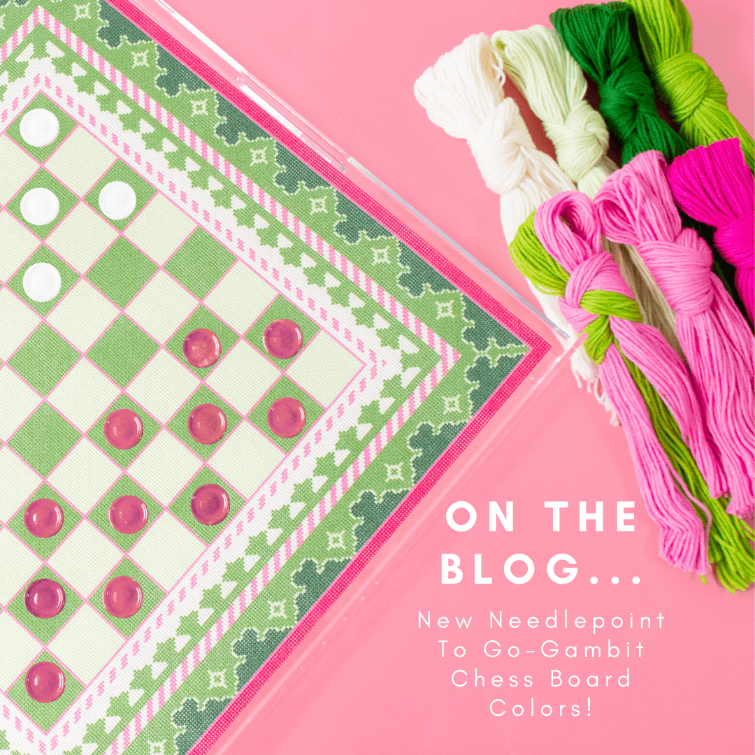 New Needlepoint To Go-Gambit Chess Board Colors!