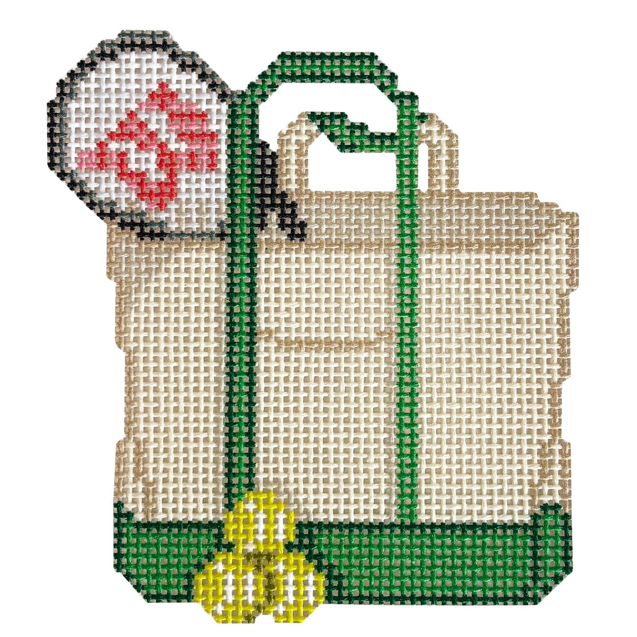 1 Love Tennis Tote Ornament Painted Canvas Wheelhaus Needlepoint  - 1