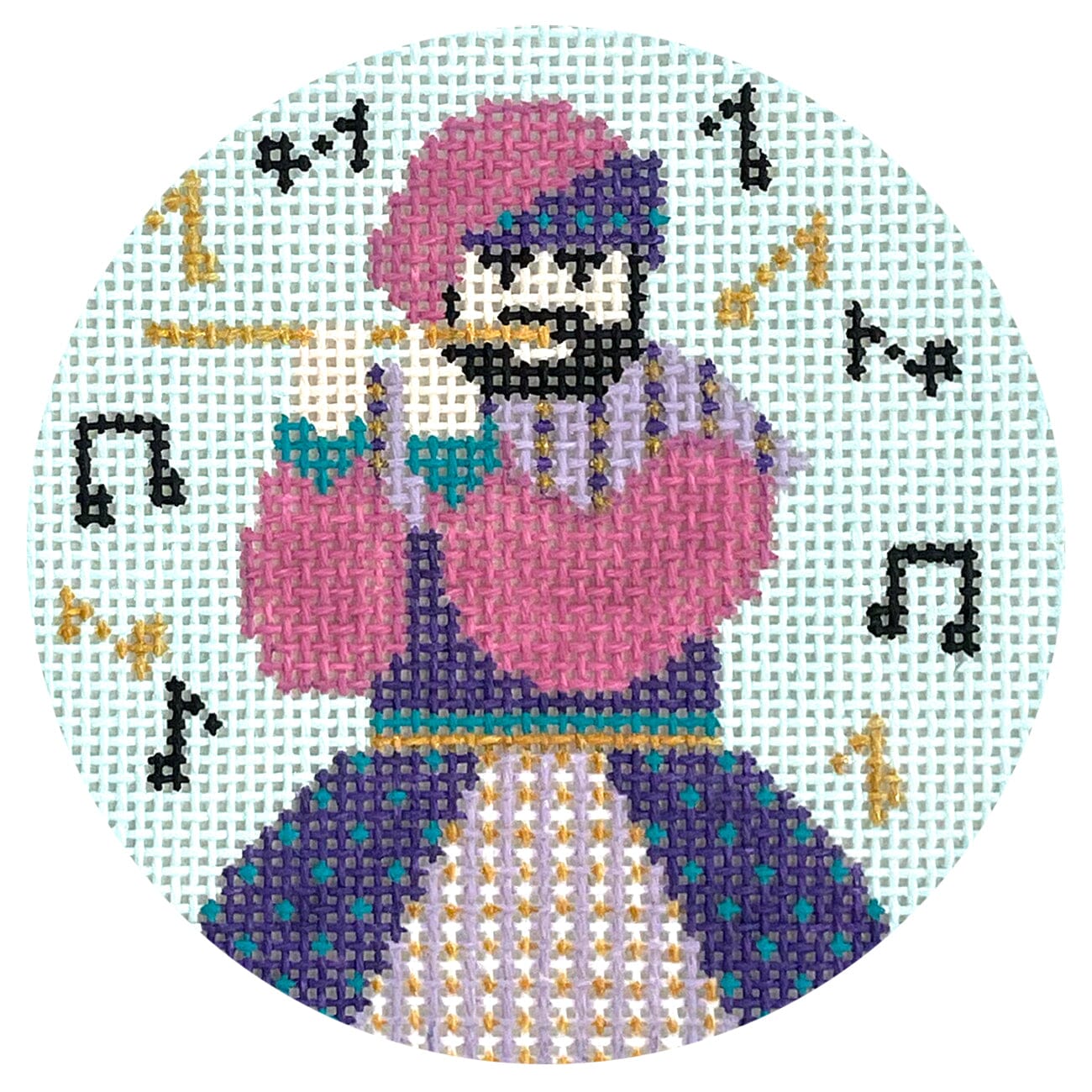 12 Days 3" Round on 18   11 Pipers Piping Painted Canvas Shelly Tribbey  - 1