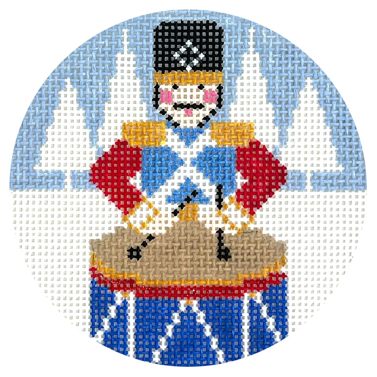 12 Days 3" Round on 18   12 Drummers Painted Canvas Shelly Tribbey  - 1