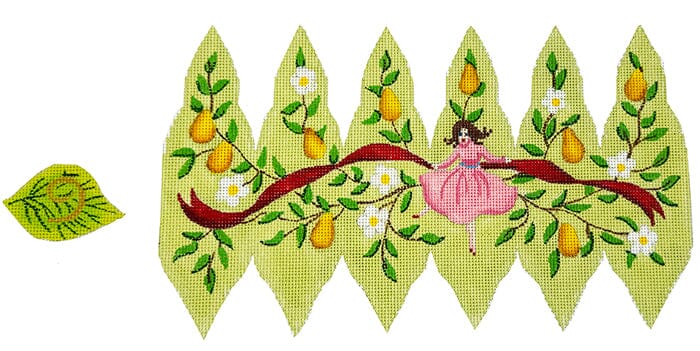 12 Days 3D Pear - 9 Ladies Dancing Painted Canvas Kate Dickerson Needlepoint Collections 