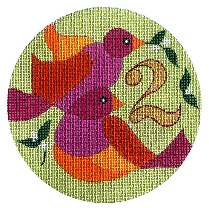 12 Days Ornament   2 Turtle Doves Painted Canvas Melissa Prince Designs  - 1