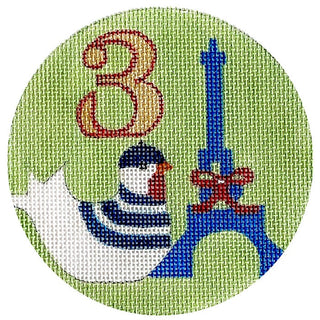 12 Days Ornament   3 French Hens Painted Canvas Melissa Prince Designs 

