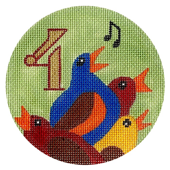 12 Days Ornament - 4 Calling Birds Painted Canvas Melissa Prince Designs 