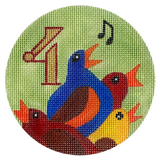 12 Days Ornament   4 Calling Birds Painted Canvas Melissa Prince Designs 
