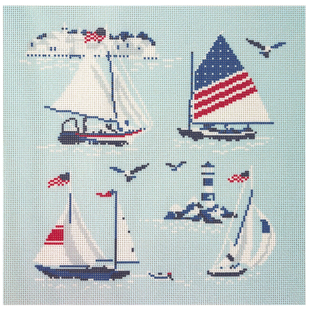 12" Regatta Tray Insert Printed Canvas Needlepoint To Go 
