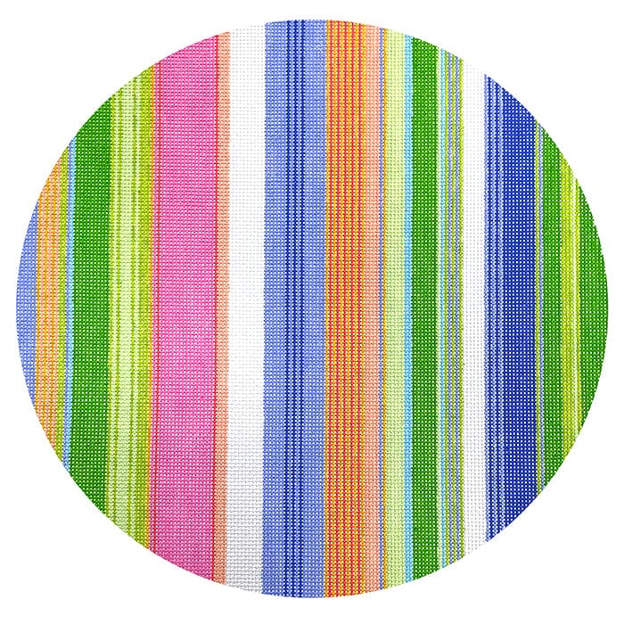 12" Round   Stripes Painted Canvas Elizabeth Crane Swartz Designs  - 1