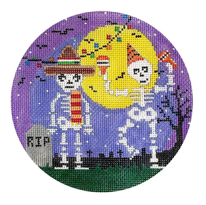 13 Days of Halloween   Two Dancing Skeletons Painted Canvas The Meredith Collection 
