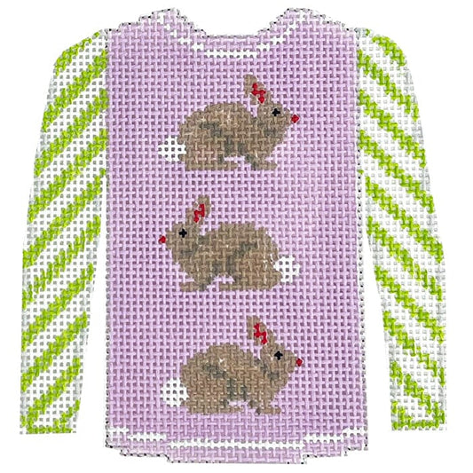 3 Brown Bunnies on Lavender Sweater Painted Canvas Kristine Kingston 