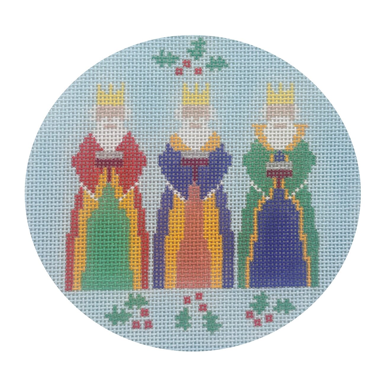 3 Kings Round Painted Canvas Walker's Needlepoint  - 1