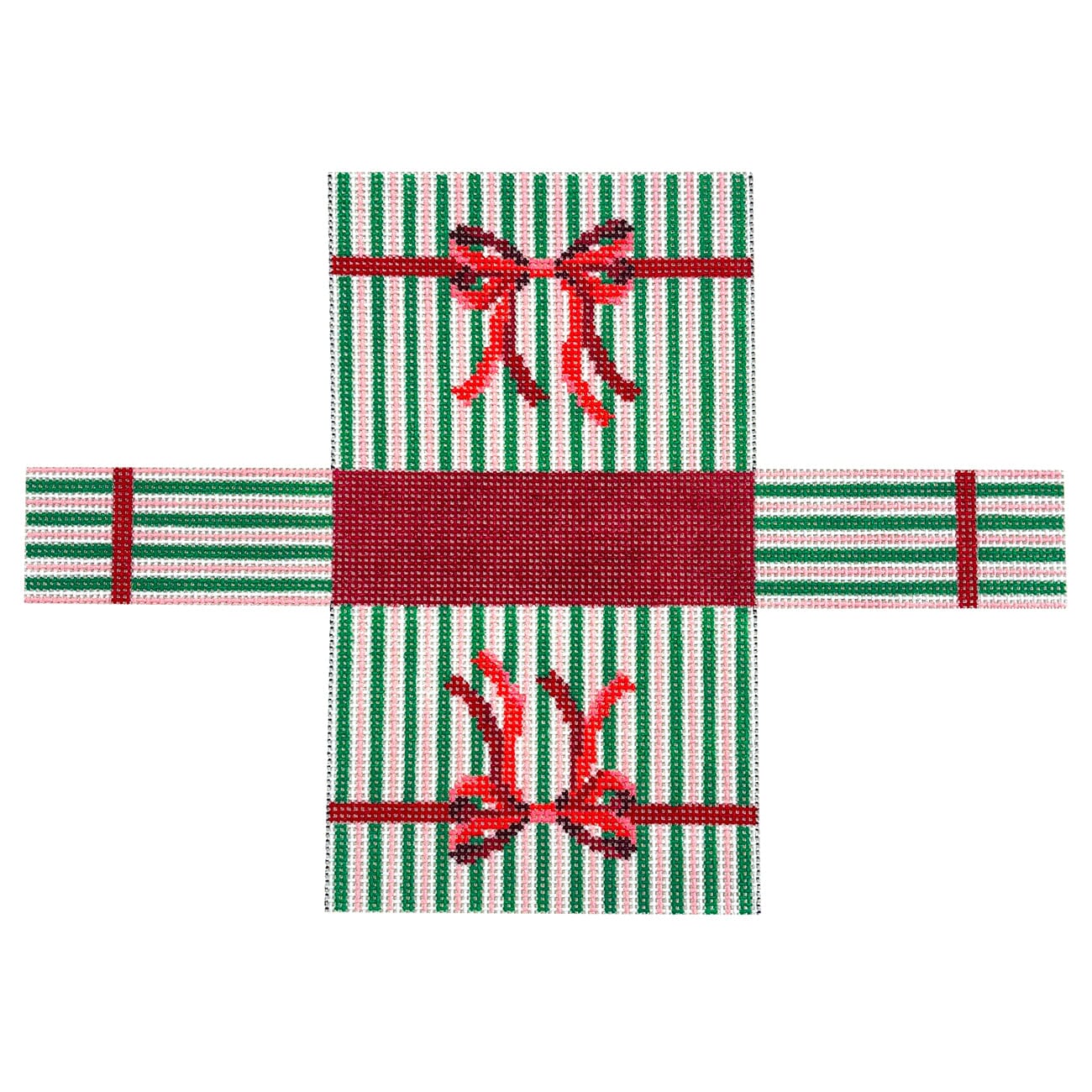 3D Mini Striped Holiday Bag Painted Canvas Lauren Bloch Designs  - 1