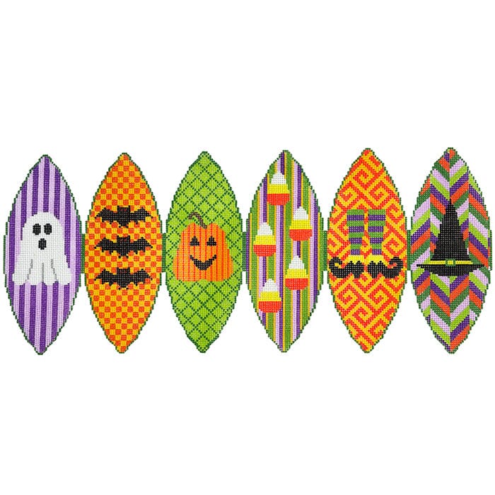 3D Pumpkin with Halloween Symbols & Colors on 18 Painted Canvas Kristine Kingston 
