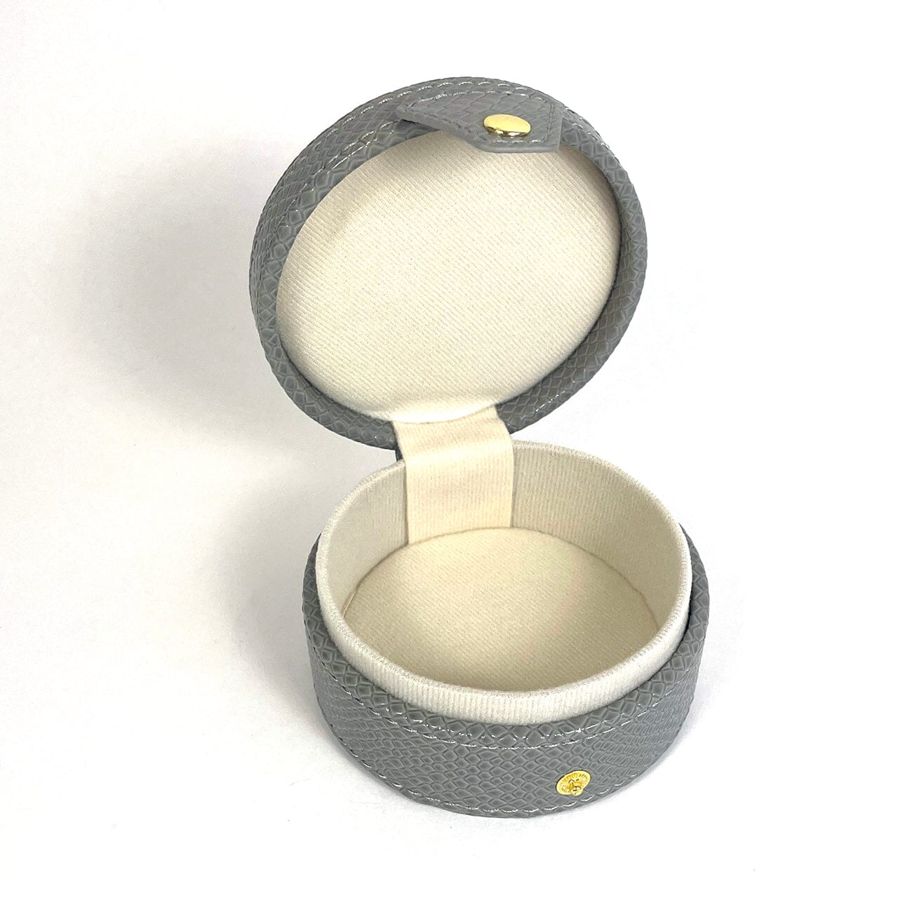 4" Round Gift Box   Gray Leather Goods Lee's Leather Goods  - 2