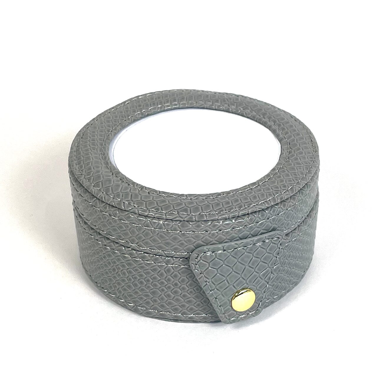 4" Round Gift Box   Gray Leather Goods Lee's Leather Goods  - 1