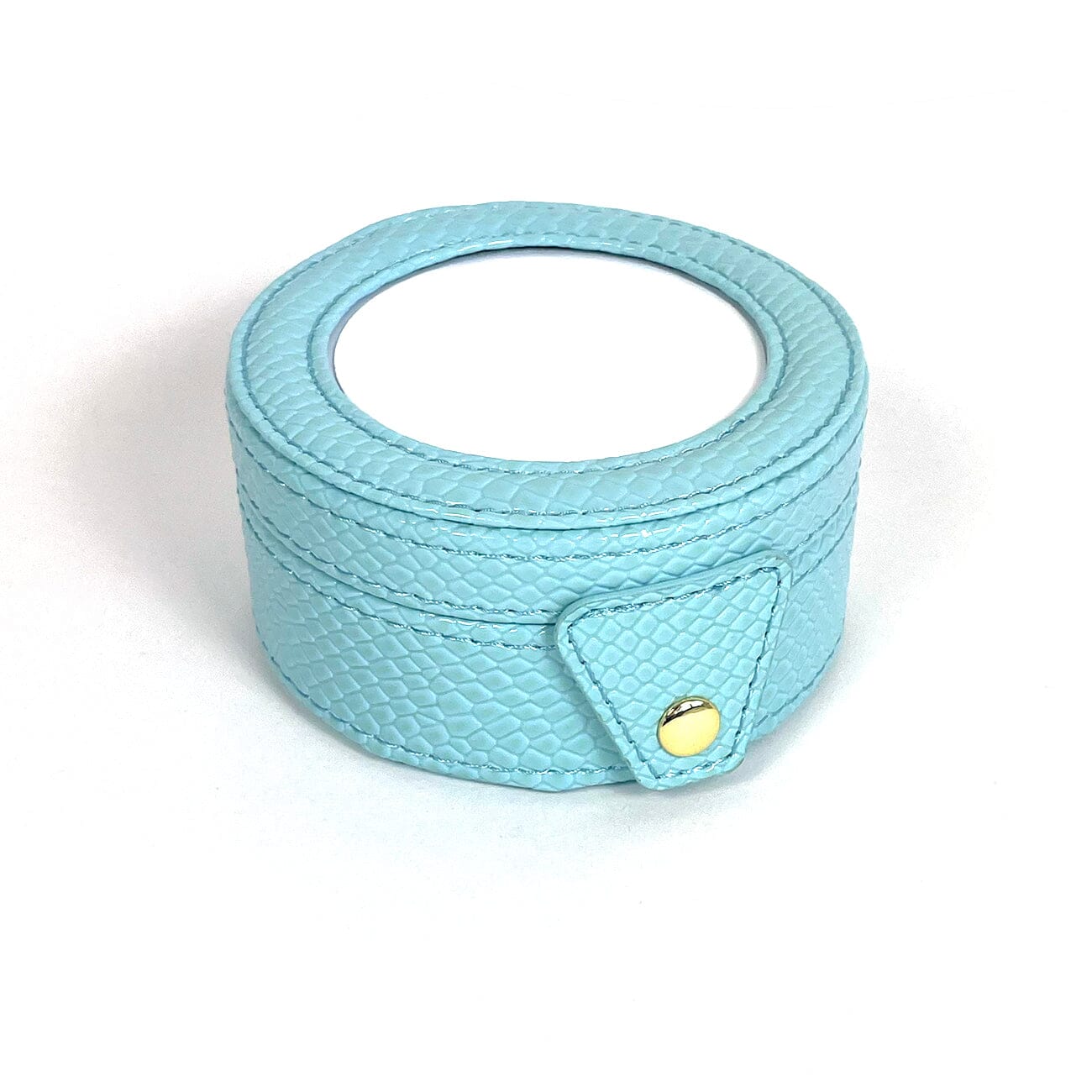 4" Round Gift Box   Light Blue Leather Goods Lee's Leather Goods  - 1