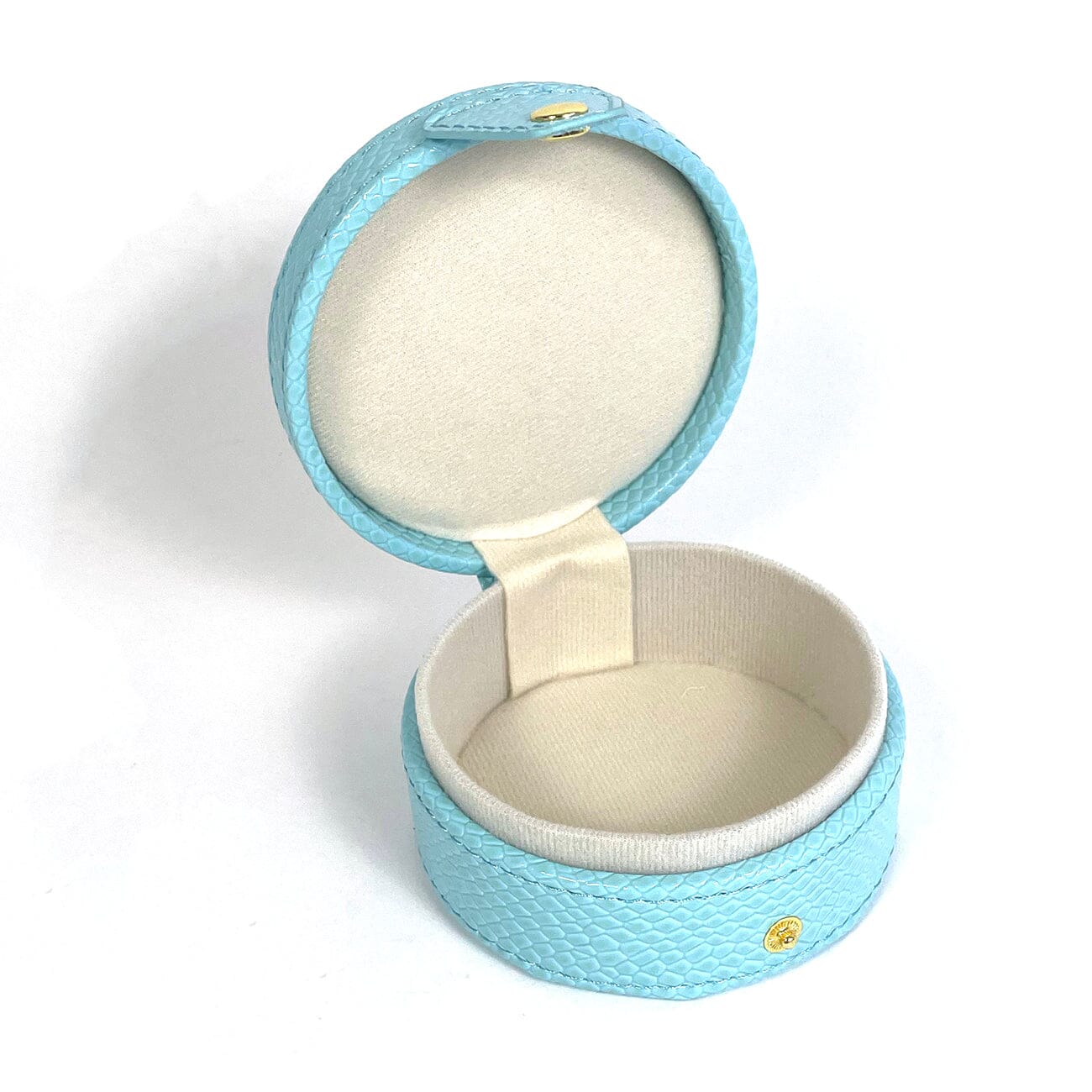 4" Round Gift Box   Light Blue Leather Goods Lee's Leather Goods  - 2