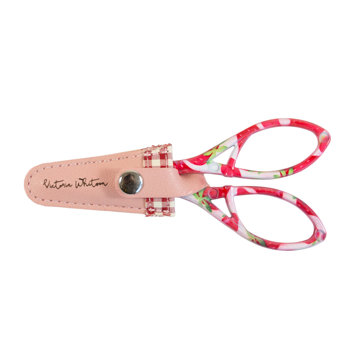4" Strawberry Scissors with Pink Gingham Sheath - 2