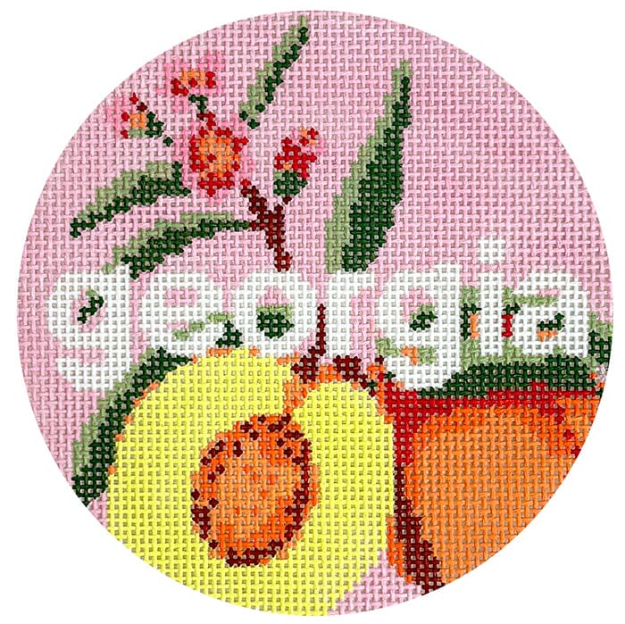 50 States Round   Georgia GA Painted Canvas Lucky Lotus Needlepoint  - 1