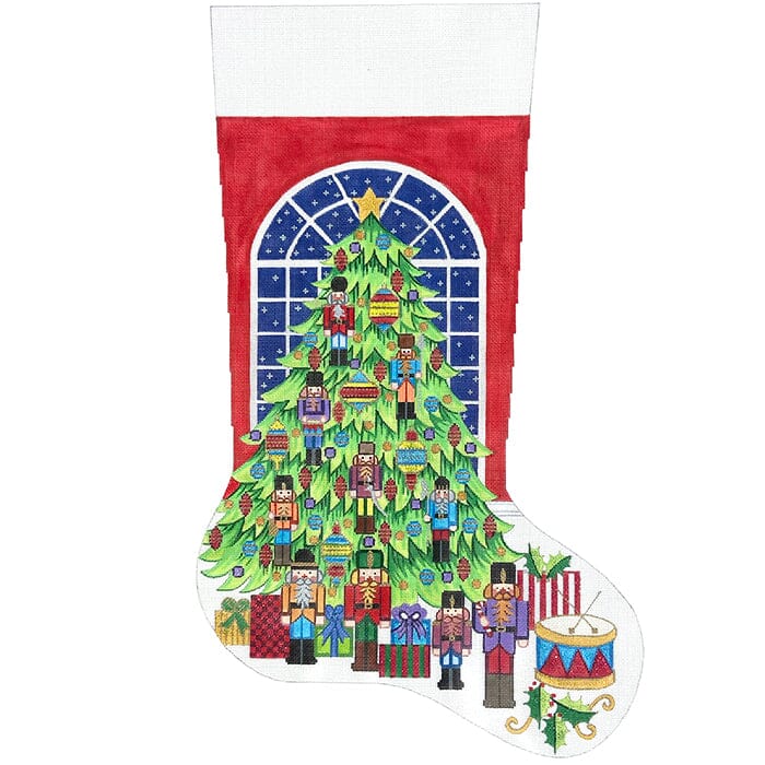 7294 Nutcracker Tree Stocking Painted Canvas Alexa Needlepoint Designs 

