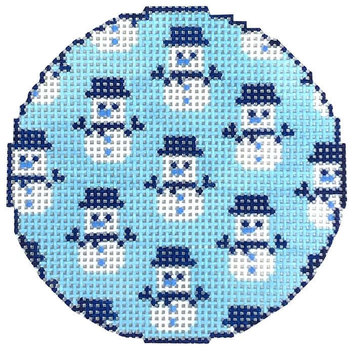 Blue White Snowman Round
