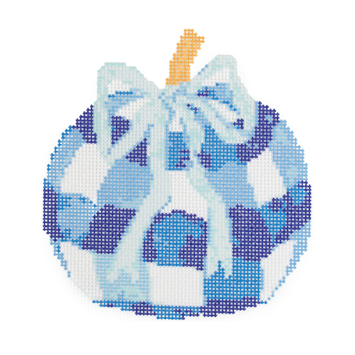 Blue Gingham Pumpkins with Bow - 1