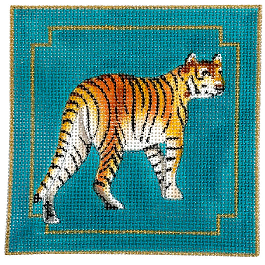 Tiger on Teal 4" Square