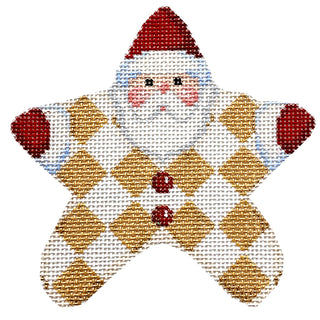 Gold Harlequin PJ Santa with Stitch Guide
