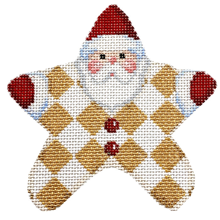 Gold Harlequin PJ Santa with Stitch Guide
