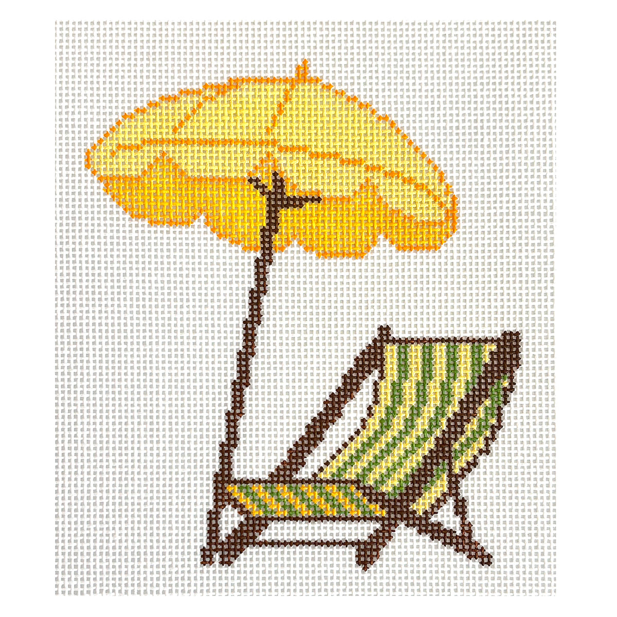 Beach Chair w/Yellow Umbrella - 1