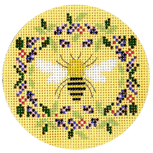 Bee Floral Round Yellow