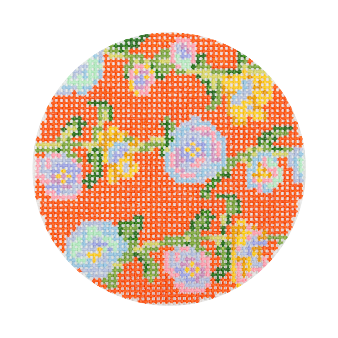 Floral Vine Round   Orange - 1