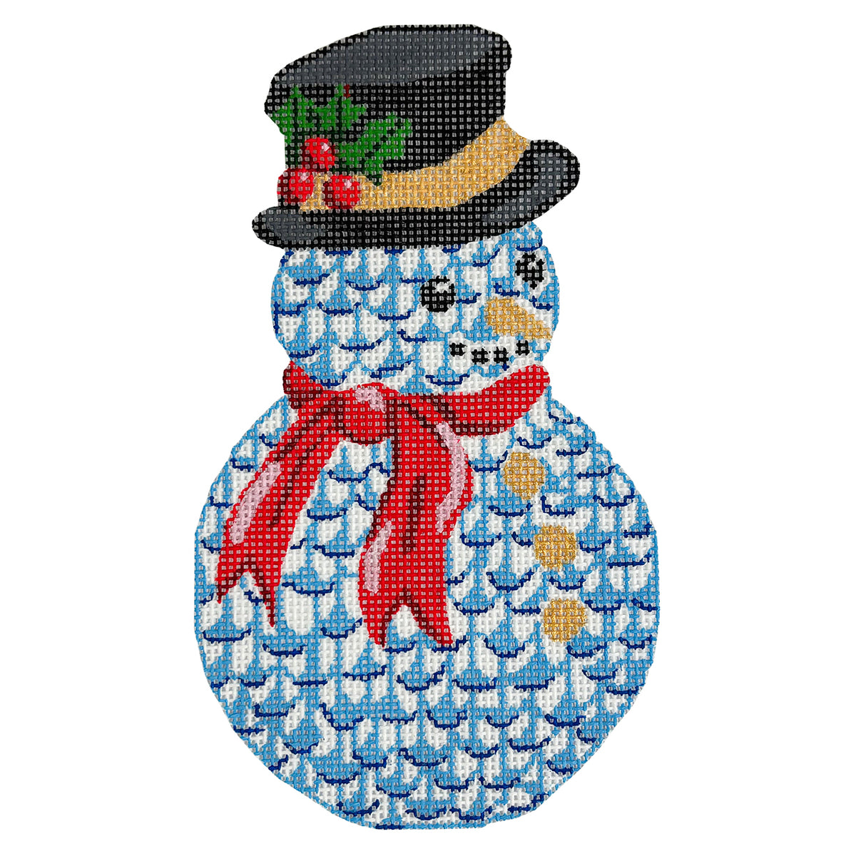 Herend Inspired Snowman Ornament - 1