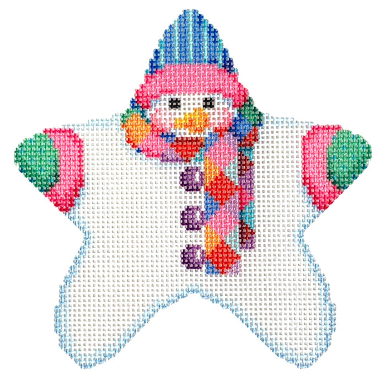 Star Shaped Snowman Harlequin Scarf with Stitch Guide
