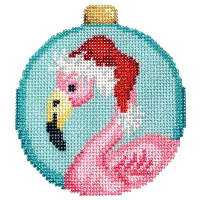 Flamingo/Santa Hat Ball Ornament