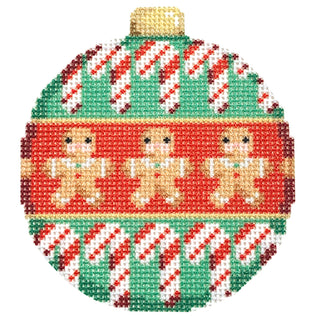Cane/Gingerbread Ball Ornament
