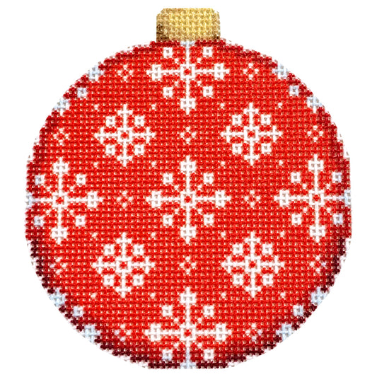 Snowflake Repeat on Red Ball Ornament
