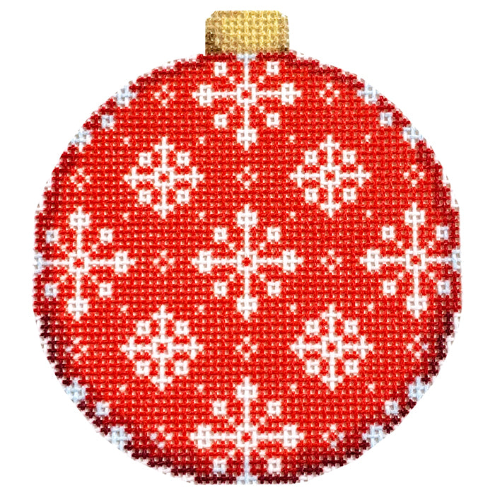 Snowflake Repeat on Red Ball Ornament
