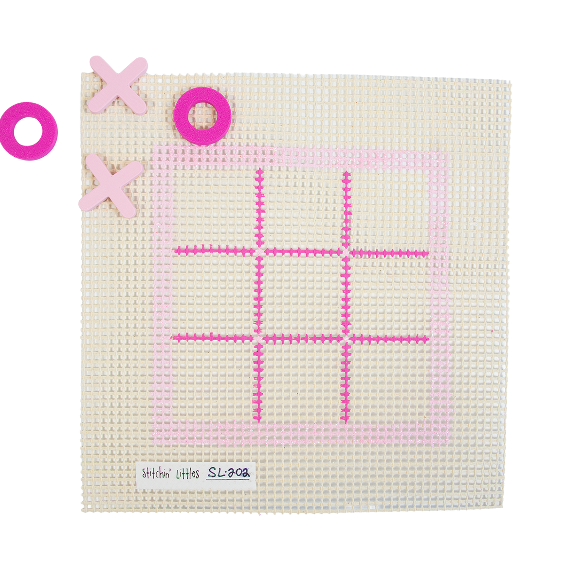 Stitchin' Littles Kit   Tic Tac Toe, Tickled Pink - 1