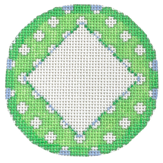 Lime Polka Dot Monogram Round