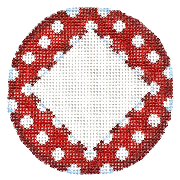 Red Polka Dot Monogram Round