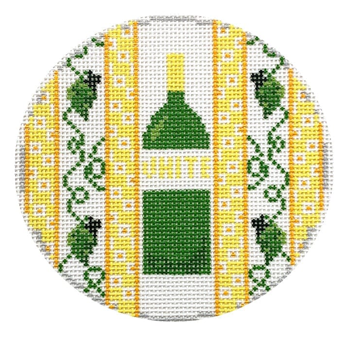 A Bottle of White Wine Round Painted Canvas Ann Kaye Studio 
