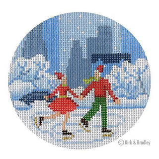 A New York Holiday   Central Park Ice Skating Printed Canvas Kirk & Bradley 
